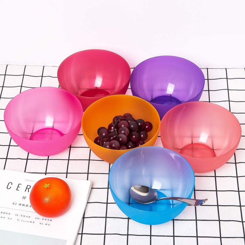 KX-WARE Plastic Bowls set of 24 - Unbreakable and Reusable 32oz/6 inch Plastic Cereal/Soup/Salad Bowls in 6 Assorted Color | Dishwasher Safe, BPA Free - Image 2